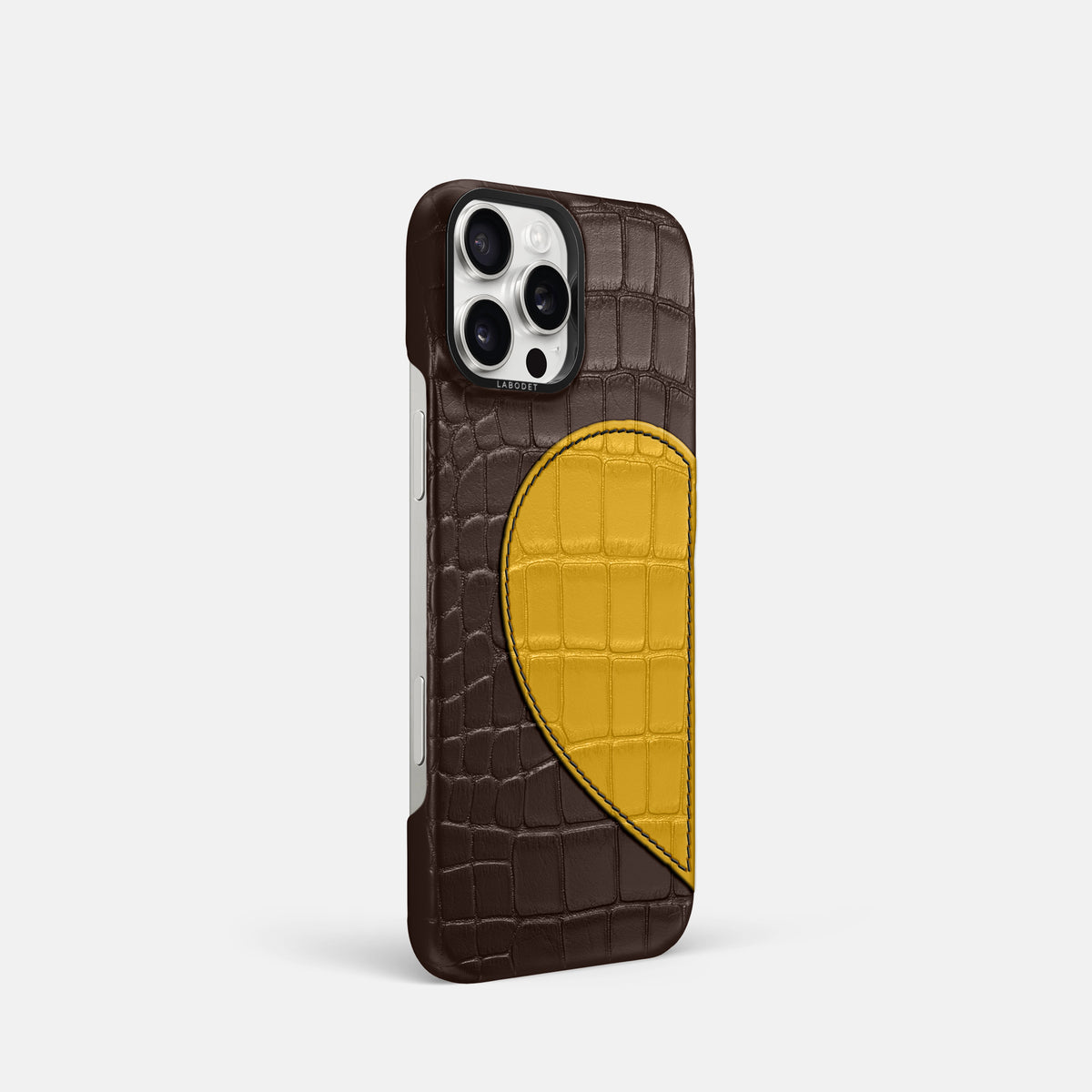 Dark-Brown iPhone 16 Pro Classic Case Alligator with Black Metal -2 | Dark-Brown-Black