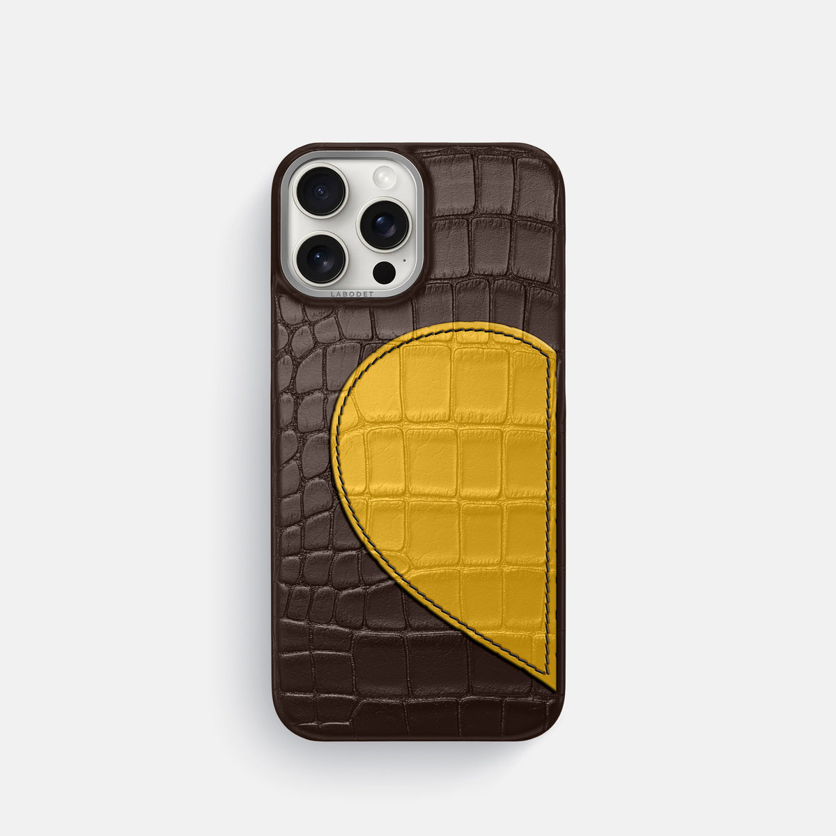 Dark-Brown iPhone 16 Pro Classic Case Alligator with Steel Metal -1 | Dark-Brown-Steel