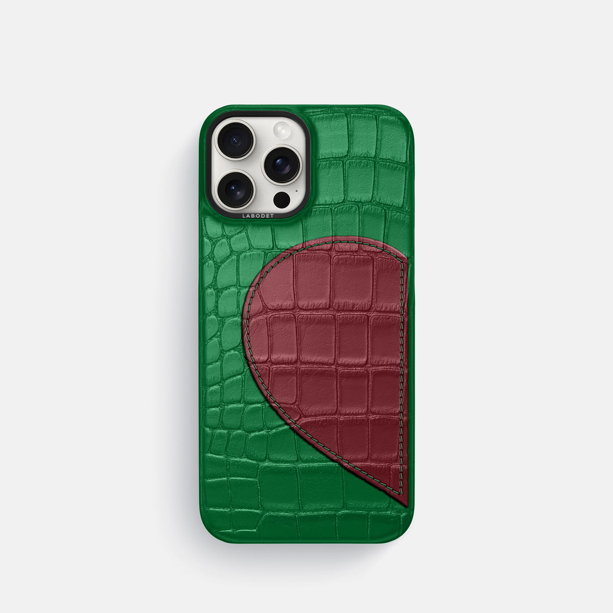 Forest-Green iPhone 16 Pro Classic Case Hearts In Alligator with Black Metal -1 | Forest-Green-Black