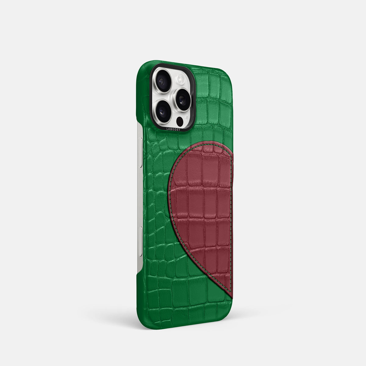 Forest-Green iPhone 16 Pro Classic Case Hearts In Alligator with Black Metal -2 | Forest-Green-Black