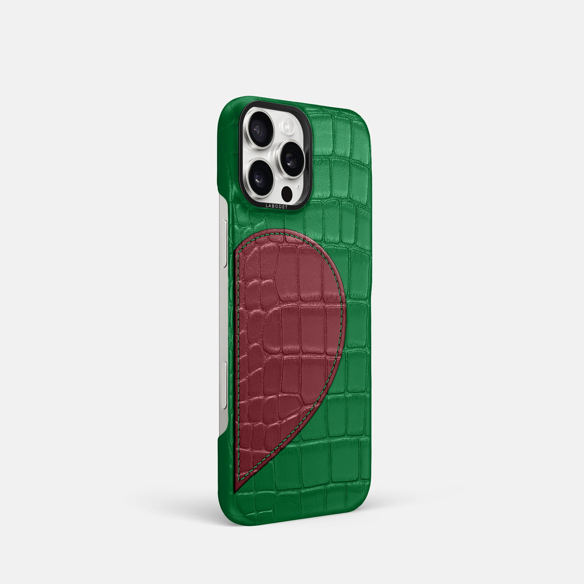Forest-Green iPhone 16 Pro Classic Case Hearts In Alligator with Black Metal -2 | Forest-Green-Black