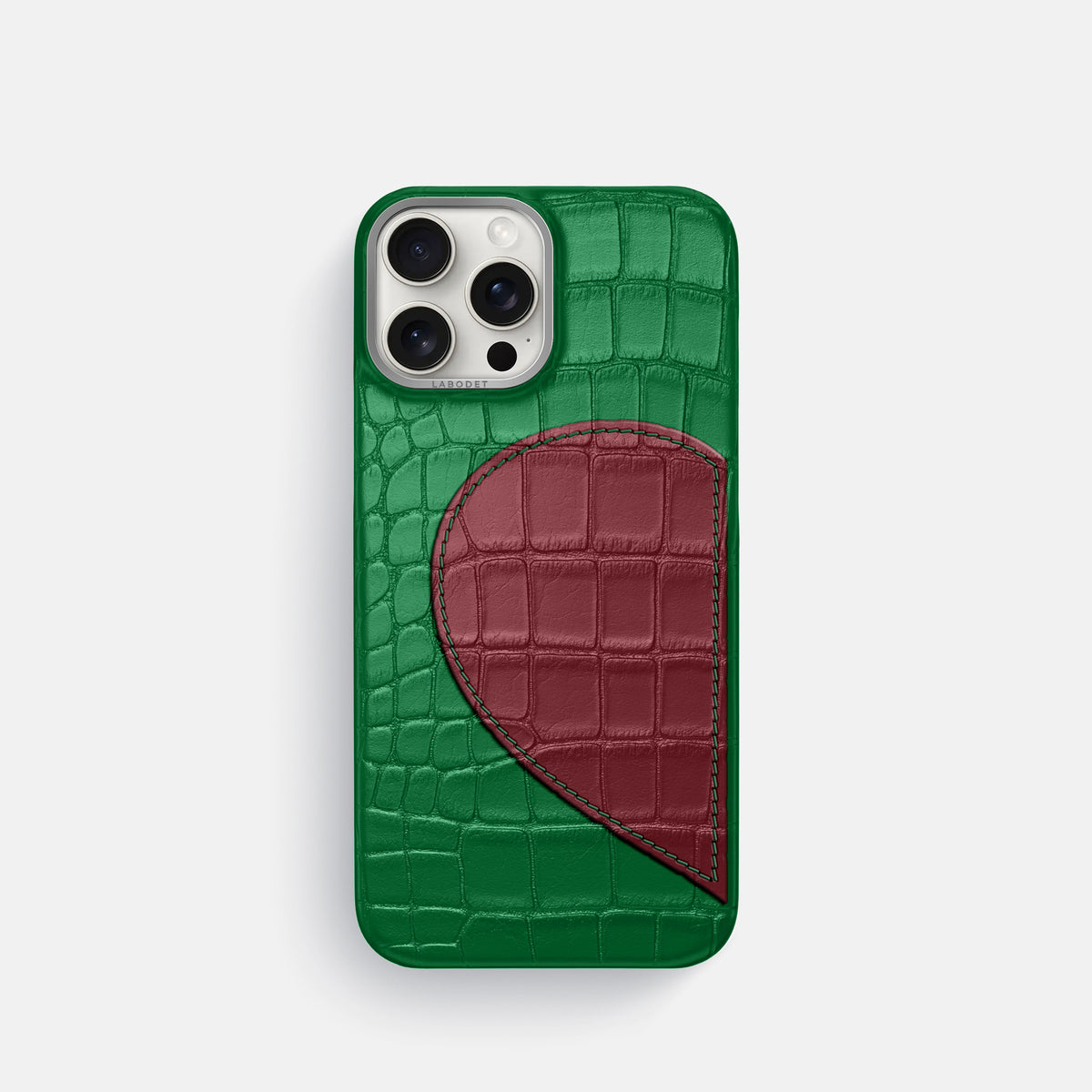 Forest-Green iPhone 16 Pro Classic Case Hearts In Alligator with Steel Metal -1 | Forest-Green-Steel