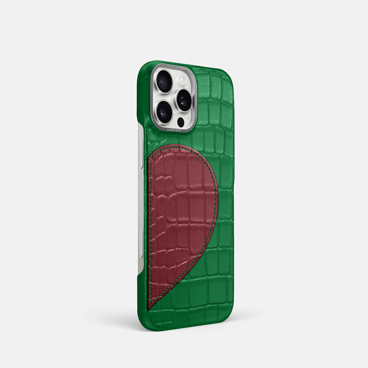 Forest-Green iPhone 16 Pro Classic Case Hearts In Alligator with Steel Metal -2 | Forest-Green-Steel