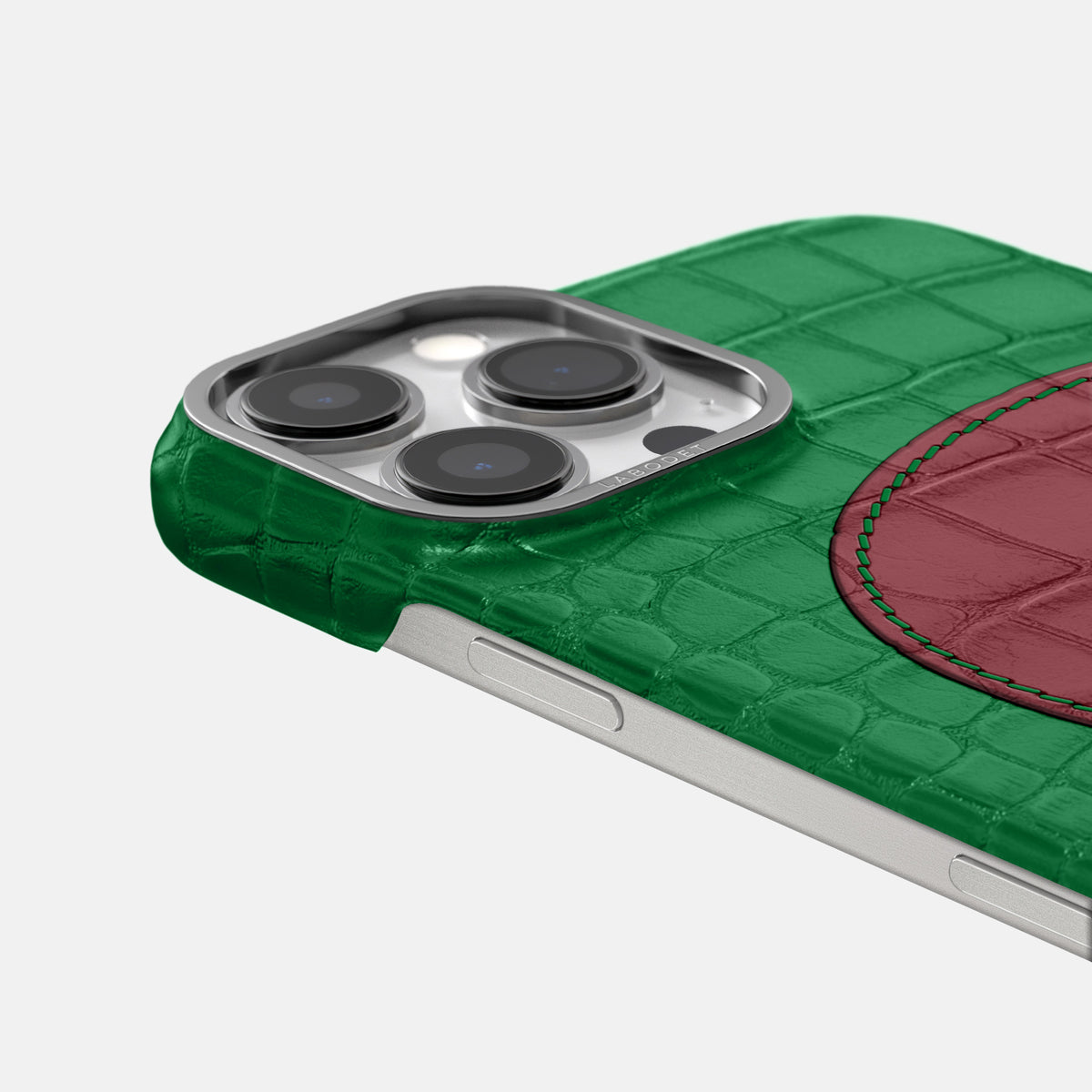 Forest-Green iPhone 16 Pro Classic Case Hearts In Alligator with Steel Metal -5 | Forest-Green-Steel