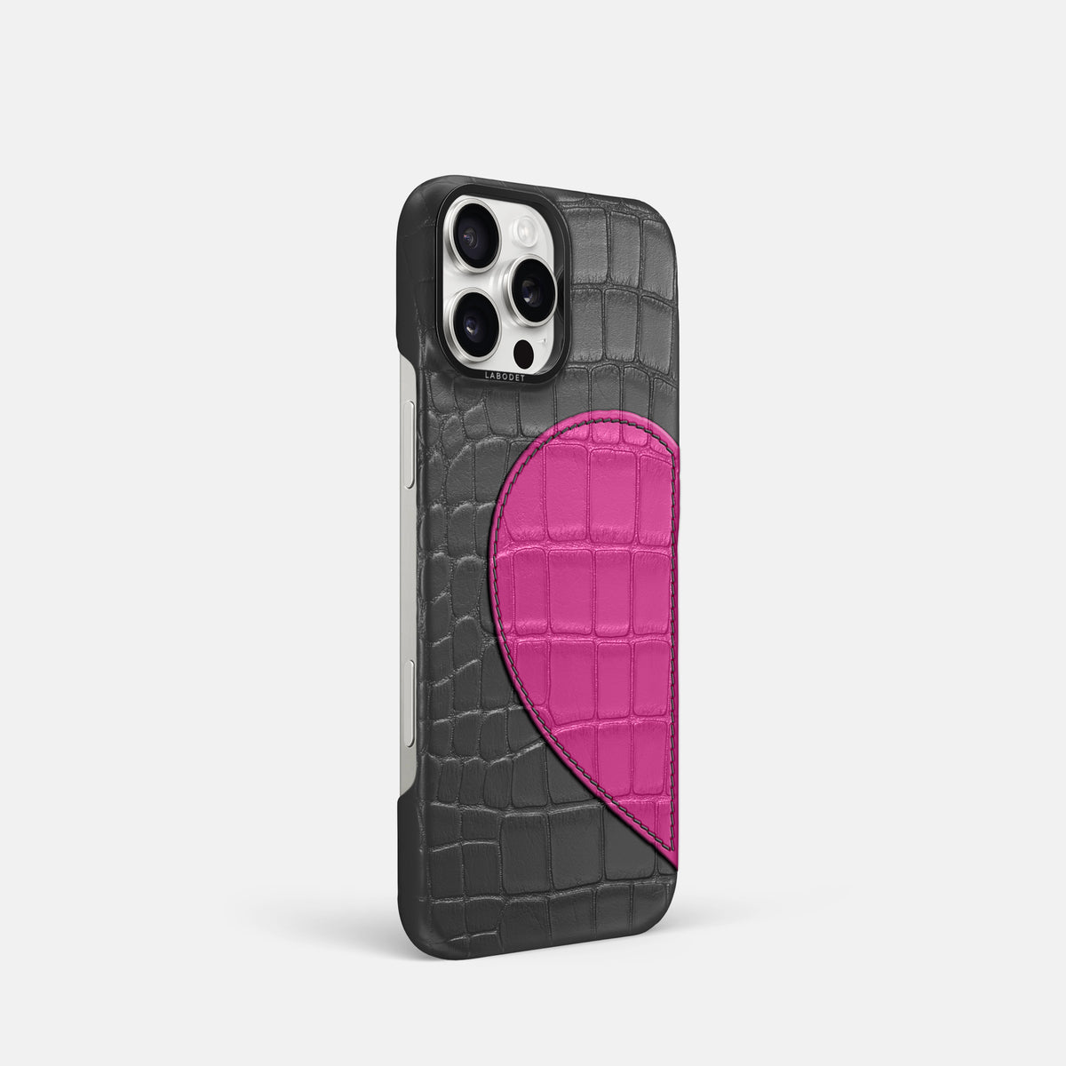 Grey iPhone 16 Pro Classic Case Alligator with Black Metal -2 | Grey-Black