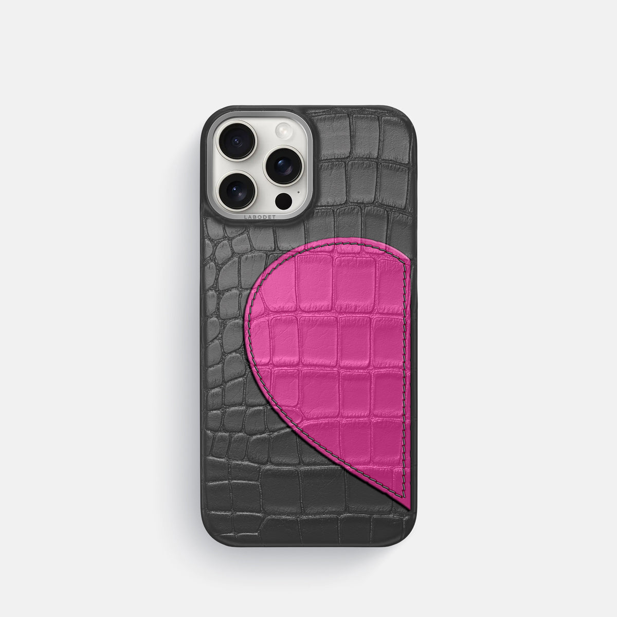 Grey iPhone 16 Pro Classic Case Alligator with Steel Metal -1 | Grey-Steel