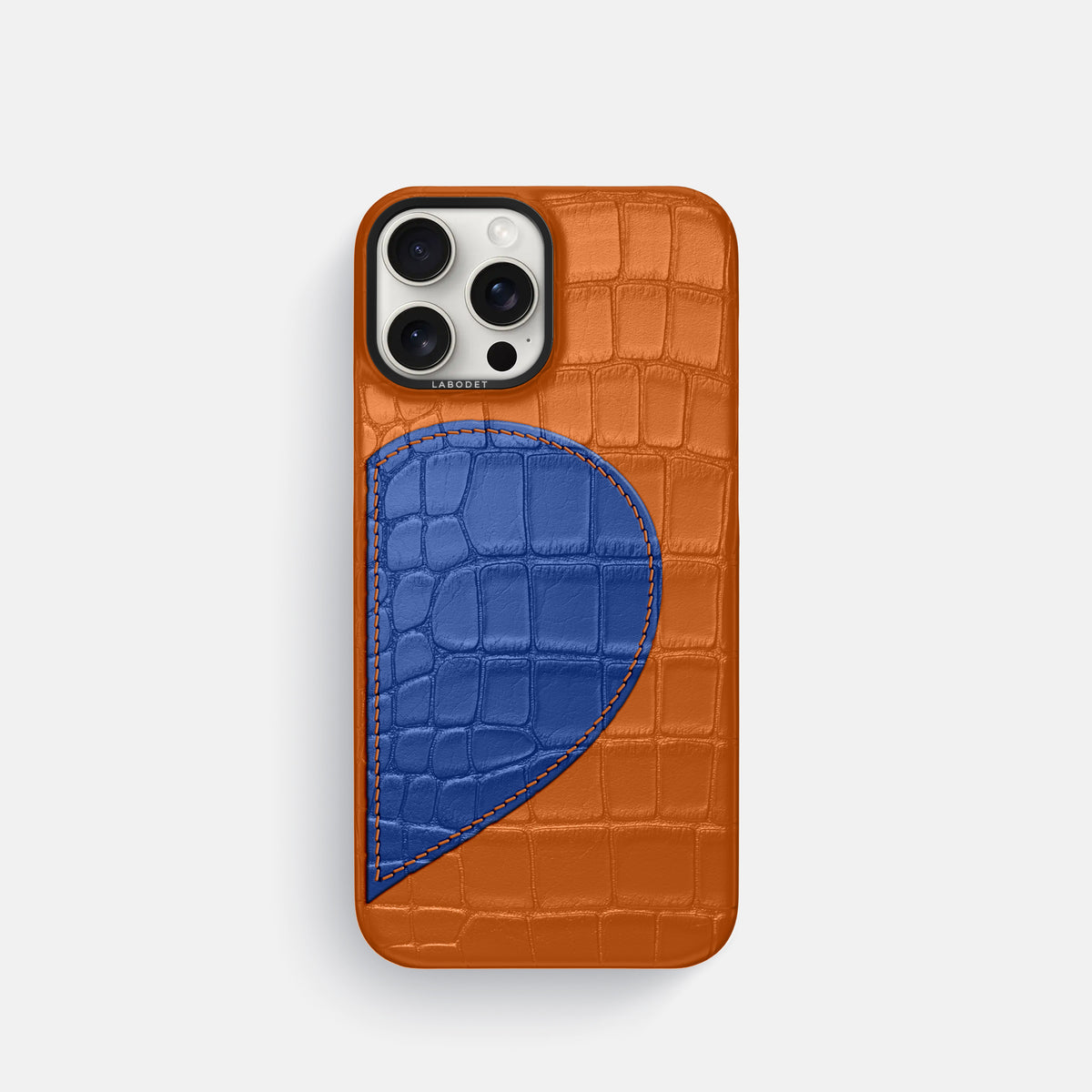 Orange iPhone 16 Pro Classic Case Alligator with Black Metal -1 | Orange-Black