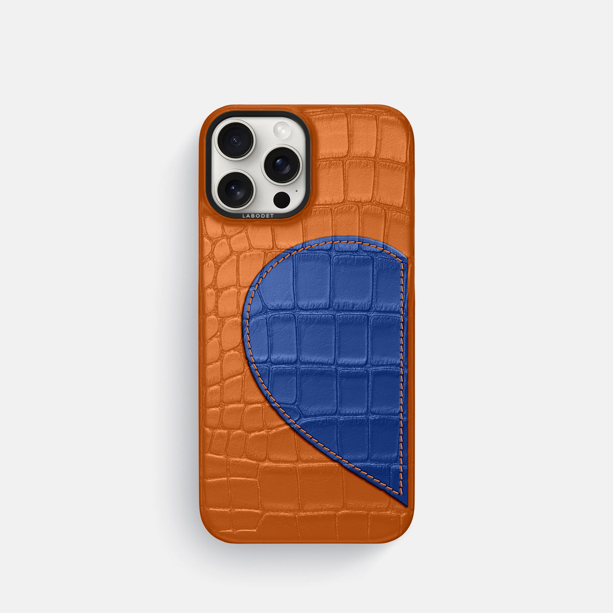 Orange iPhone 16 Pro Classic Case Alligator with Black Metal -1 | Orange-Black