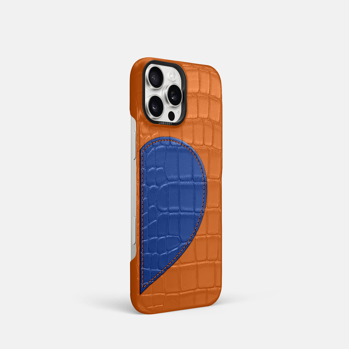 Orange iPhone 16 Pro Classic Case Alligator with Black Metal -2 | Orange-Black