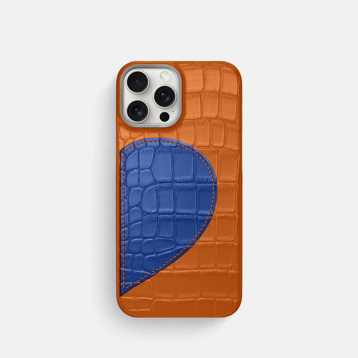 Orange iPhone 16 Pro Classic Case Alligator with Steel Metal -1 | Orange-Steel