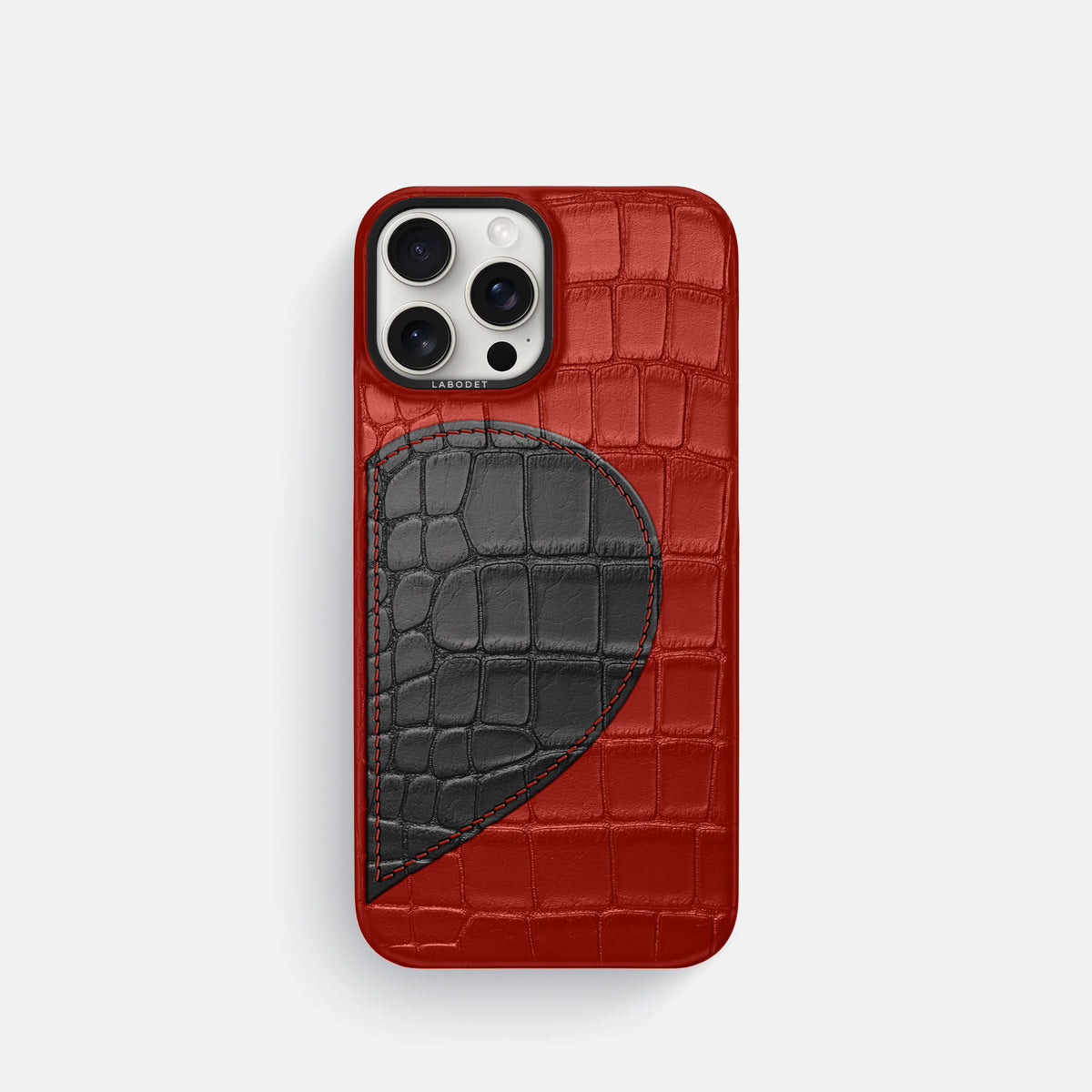 Red iPhone 16 Pro Classic Case Alligator with Black Metal -1 | Red-Black