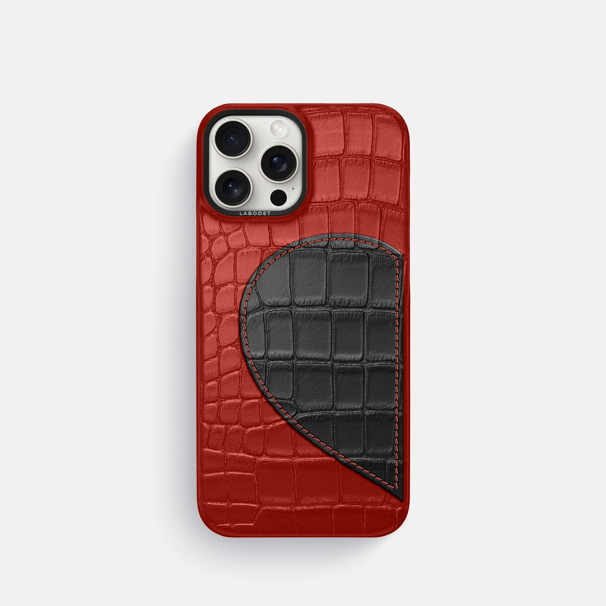 Red iPhone 16 Pro Classic Case Alligator with Black Metal -1 | Red-Black
