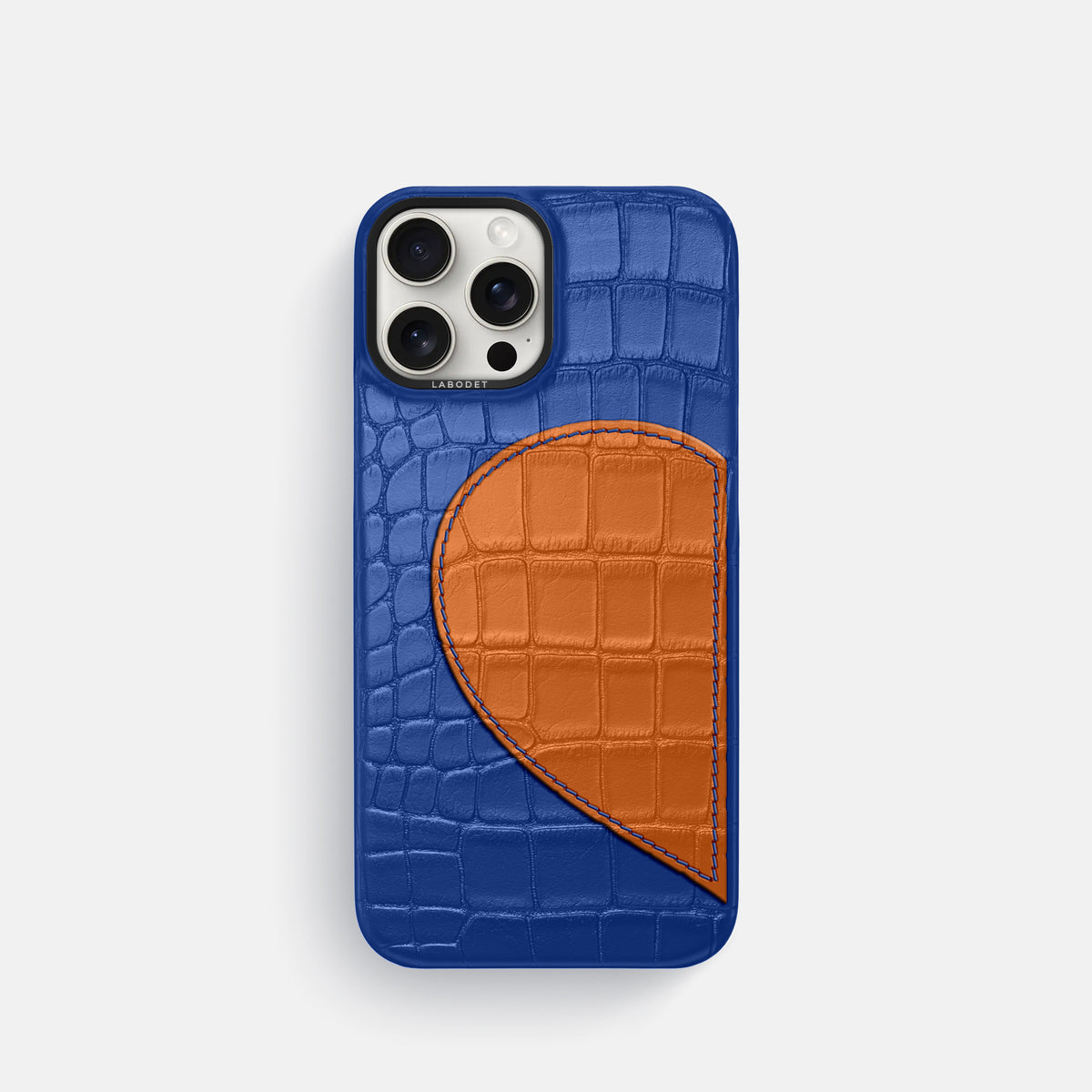 Royal Blue iPhone 16 Pro Classic Case Alligator with Black Metal -1 | Royal-Blue-Black