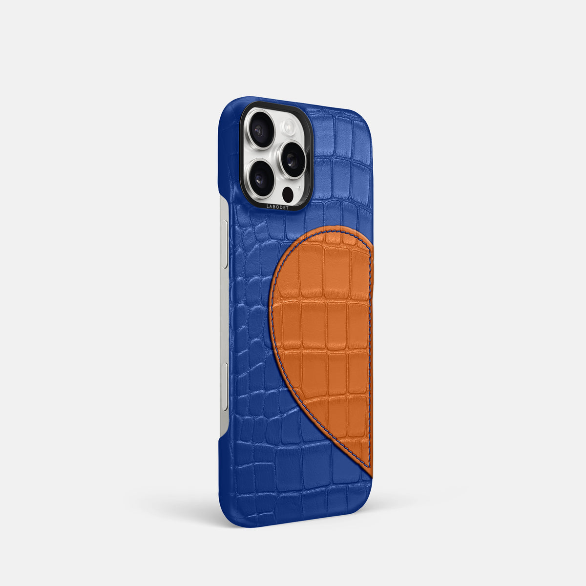 Royal Blue iPhone 16 Pro Classic Case Alligator with Black Metal -2 | Royal-Blue-Black