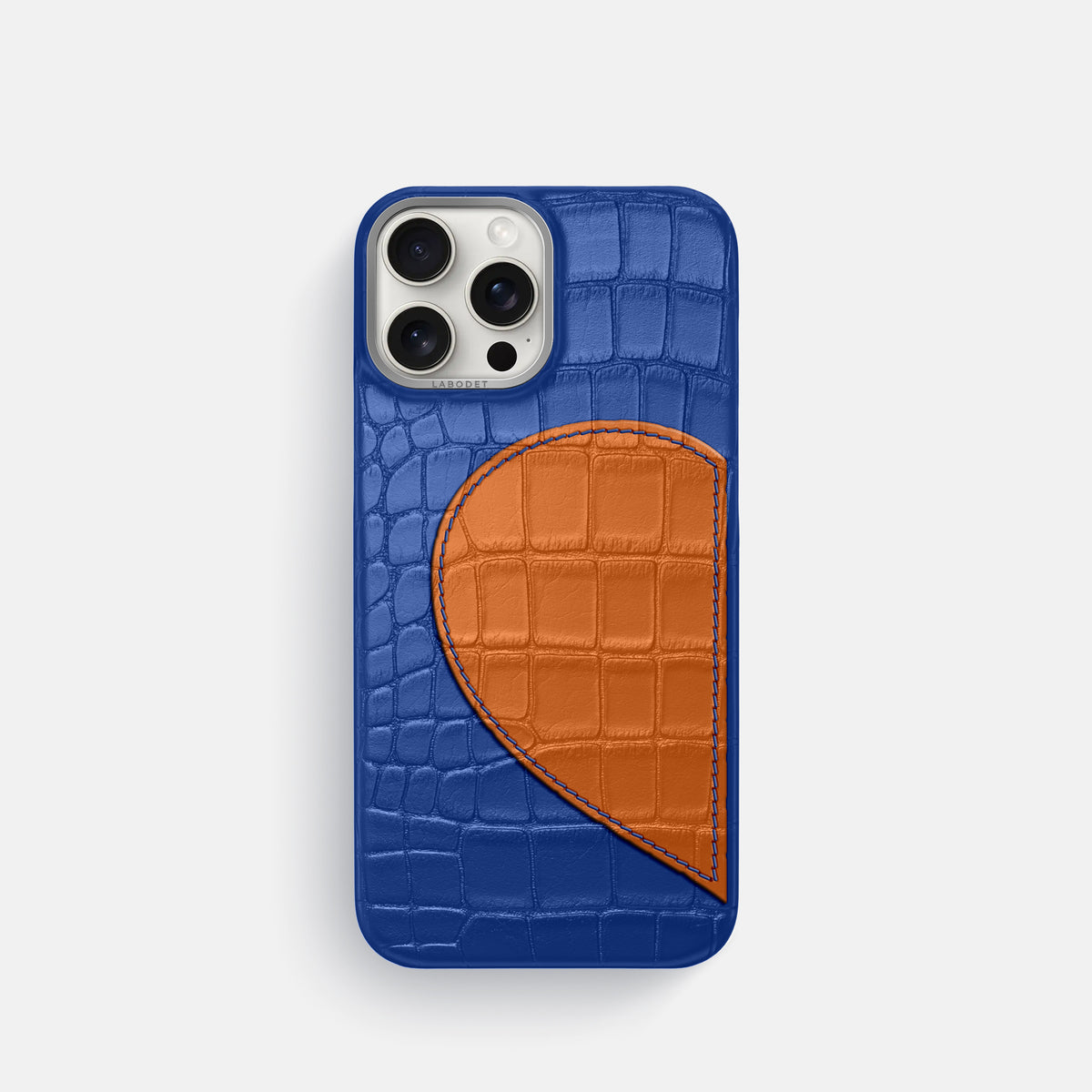 Royal Blue iPhone 16 Pro Classic Case Alligator with Steel Metal -1 | Royal-Blue-Steel