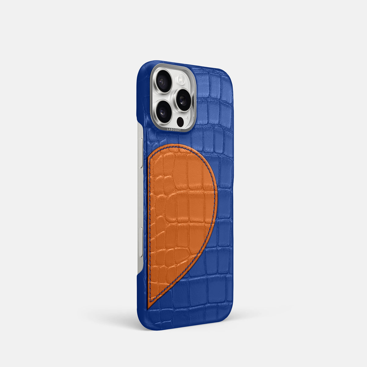 Royal Blue iPhone 16 Pro Classic Case Alligator with Steel Metal -2 | Royal-Blue-Steel
