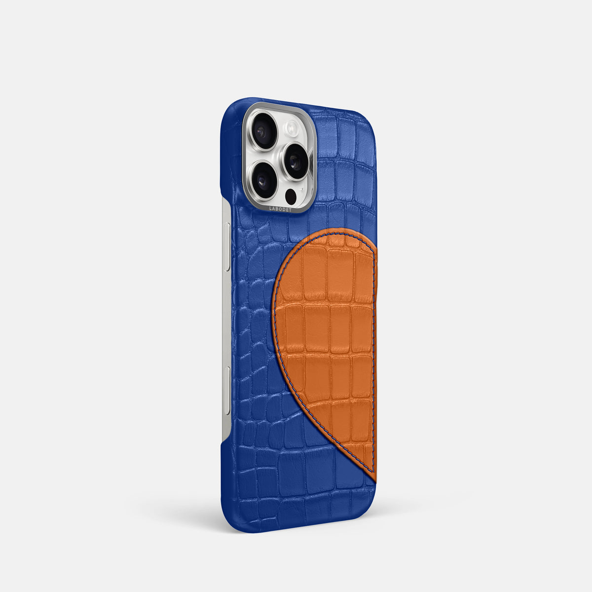Royal Blue iPhone 16 Pro Classic Case Alligator with Steel Metal -2 | Royal-Blue-Steel