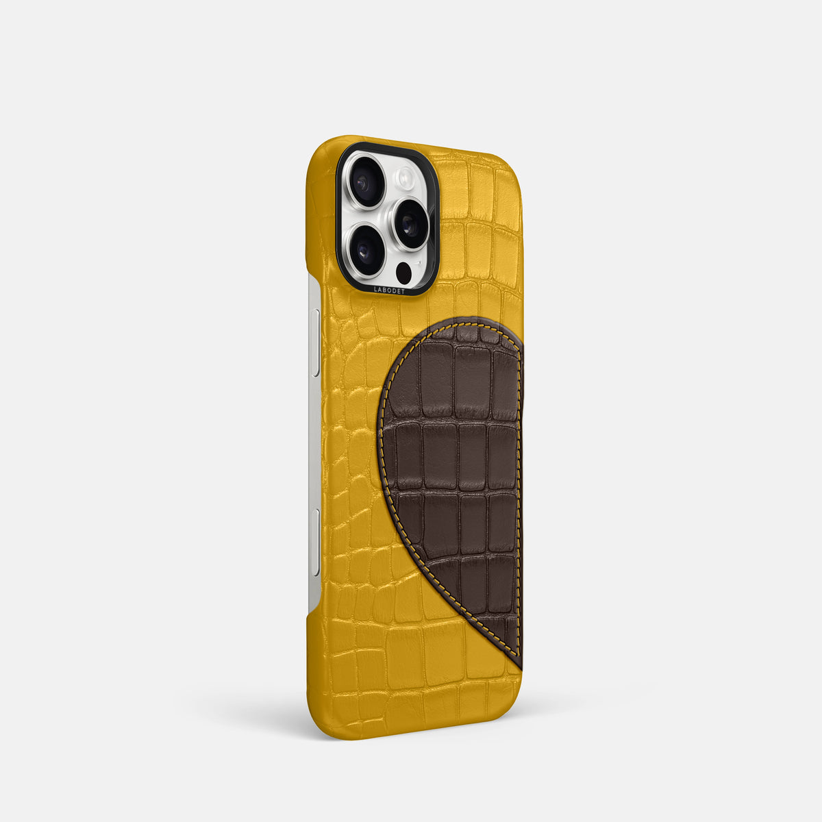Yellow iPhone 16 Pro Classic Case Alligator with Black Metal -2 | Yellow-Black