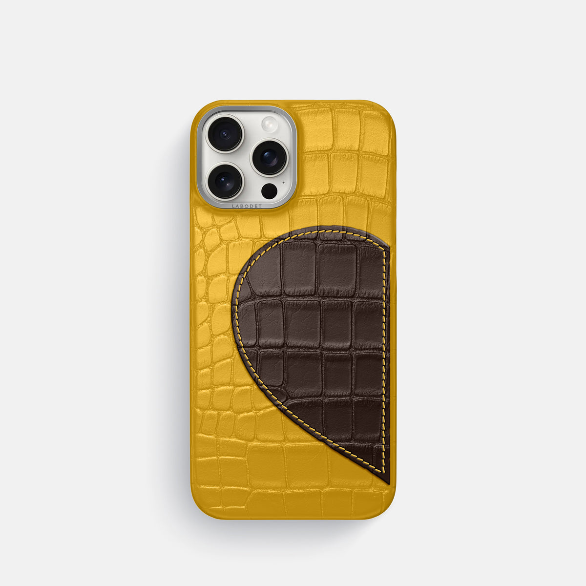 Yellow iPhone 16 Pro Classic Case Alligator with Steel Metal -1 | Yellow-Steel