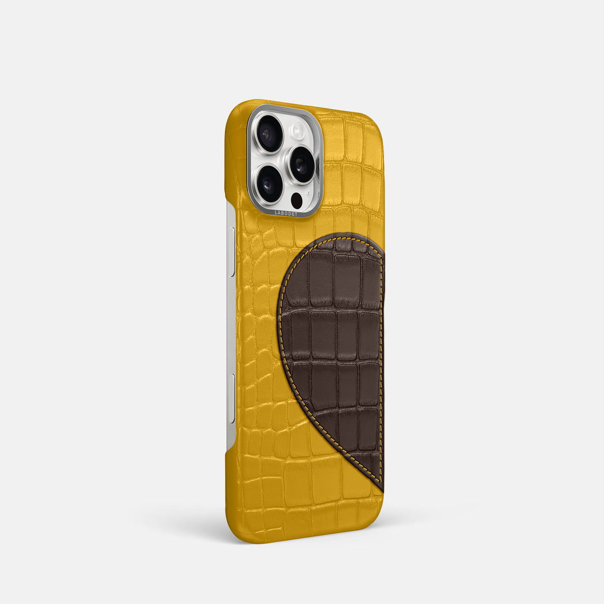 Yellow iPhone 16 Pro Classic Case Alligator with Steel Metal -2 | Yellow-Steel