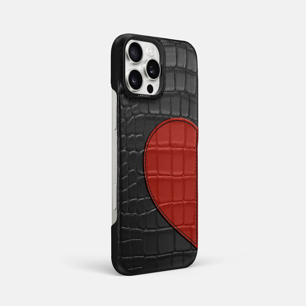 Black iPhone 16 Pro Max Classic Case Alligator with Black Metal -2 | Black-Black