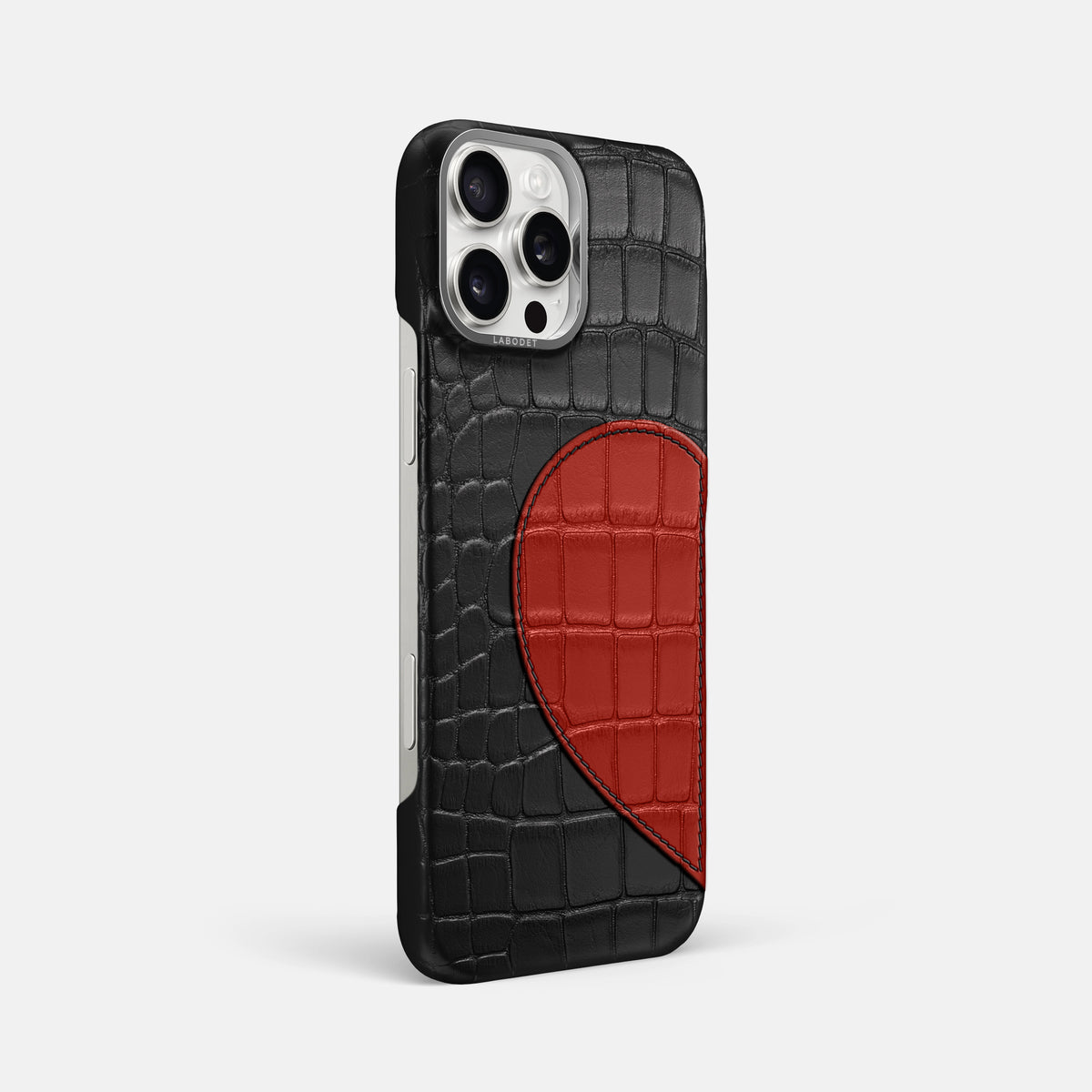 Black iPhone 16 Pro Max Classic Case Alligator with Steel Metal -2 | Black-Steel