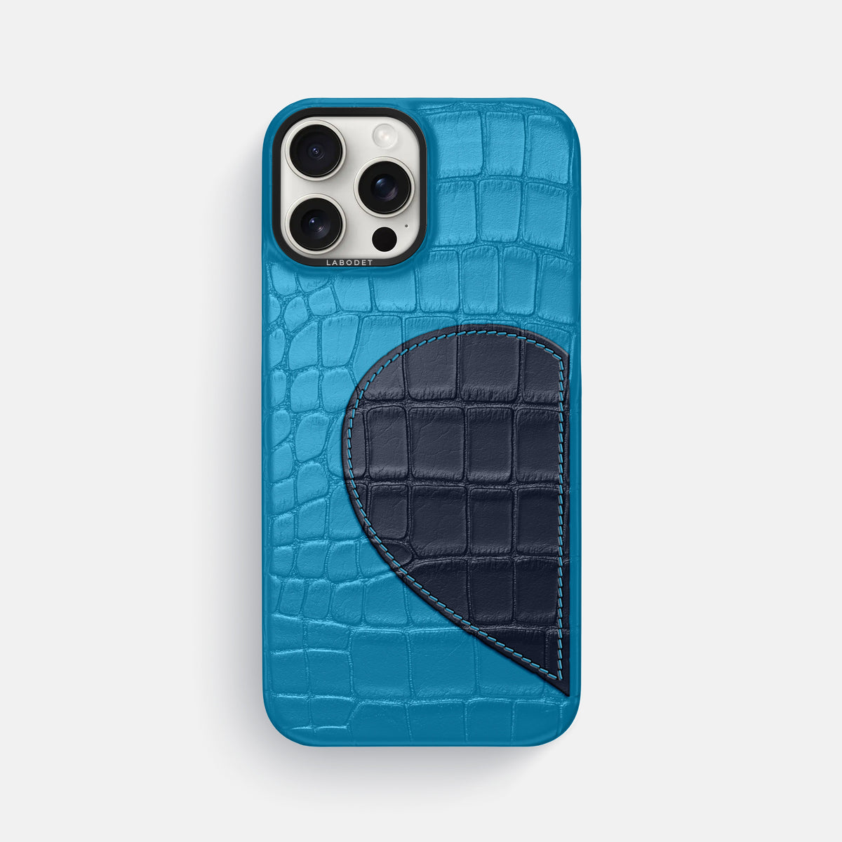 Curaçao-Blue iPhone 16 Pro Max Classic Case Alligator with Black Metal -1 | Curaçao-Blue-Black