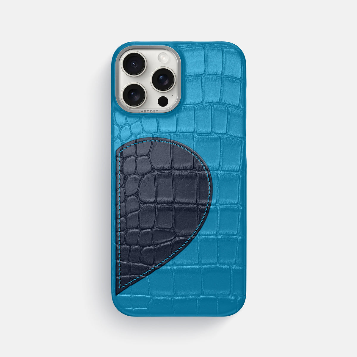 Curaçao-Blue iPhone 16 Pro Max Classic Case Alligator with Steel Metal -1 | Curaçao-Blue-Steel