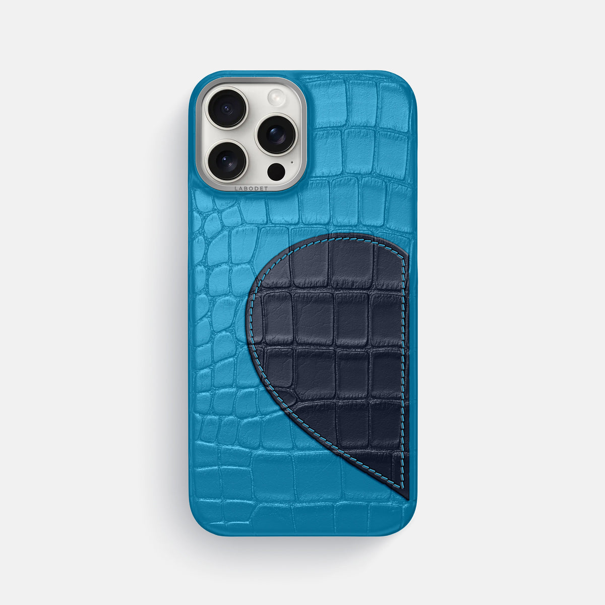 Curaçao-Blue iPhone 16 Pro Max Classic Case Alligator with Steel Metal -1 | Curaçao-Blue-Steel
