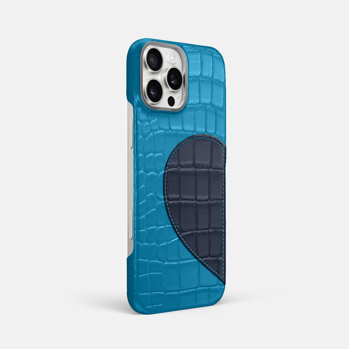 Curaçao-Blue iPhone 16 Pro Max Classic Case Alligator with Steel Metal -2 | Curaçao-Blue-Steel