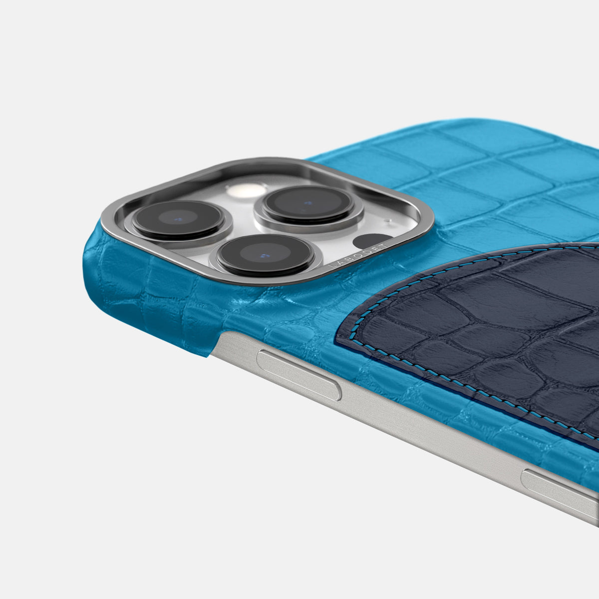 Curaçao-Blue iPhone 16 Pro Max Classic Case Alligator with Steel Metal -5 | Curaçao-Blue-Steel