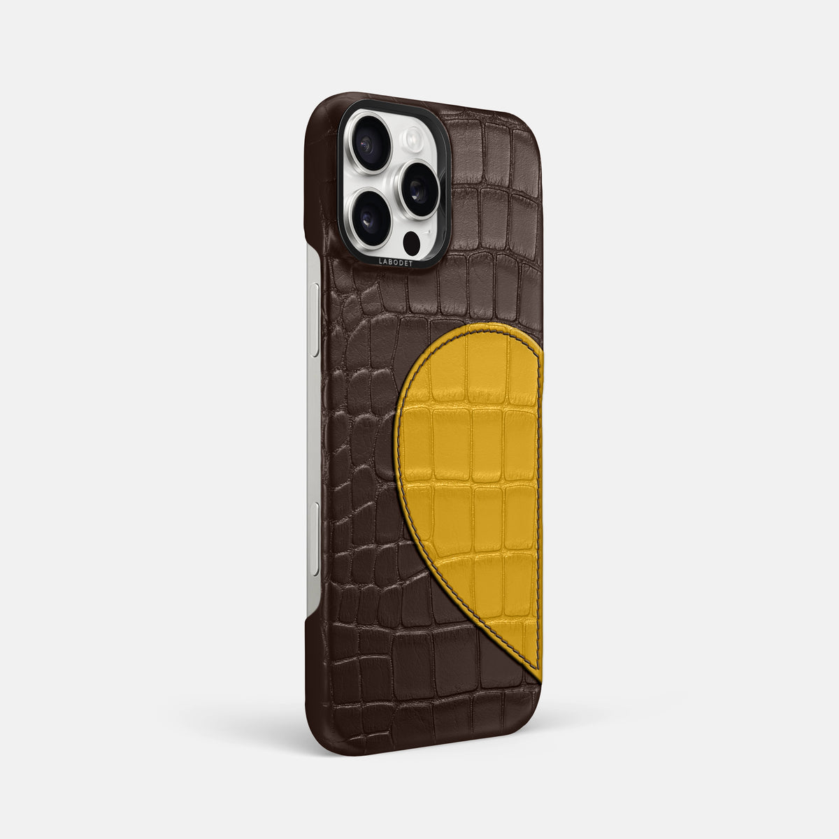 Dark-Brown iPhone 16 Pro Max Classic Case Alligator with Black Metal -2 | Dark-Brown-Black