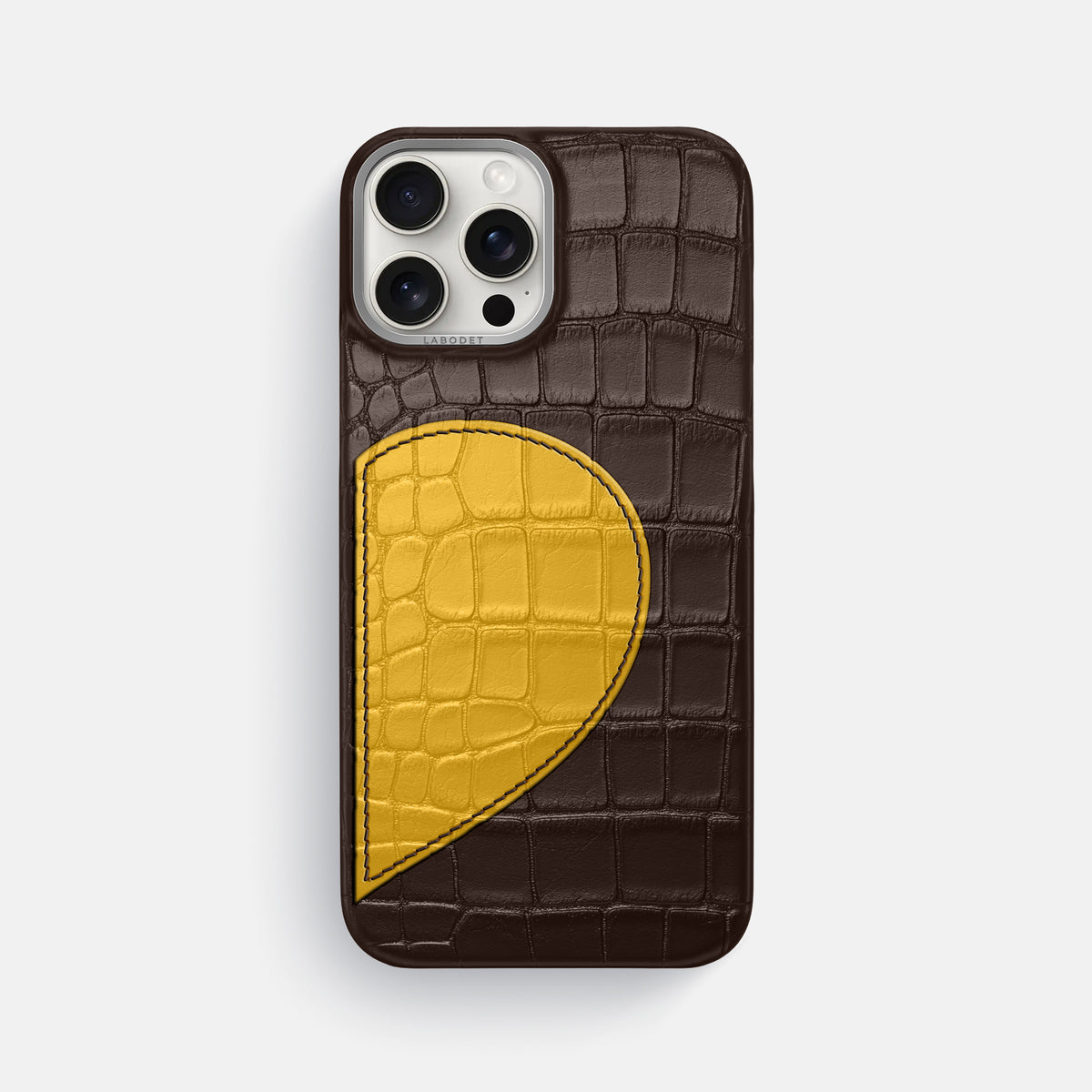 Dark-Brown iPhone 16 Pro Max Classic Case Alligator with Steel Metal -1 | Dark-Brown-Steel