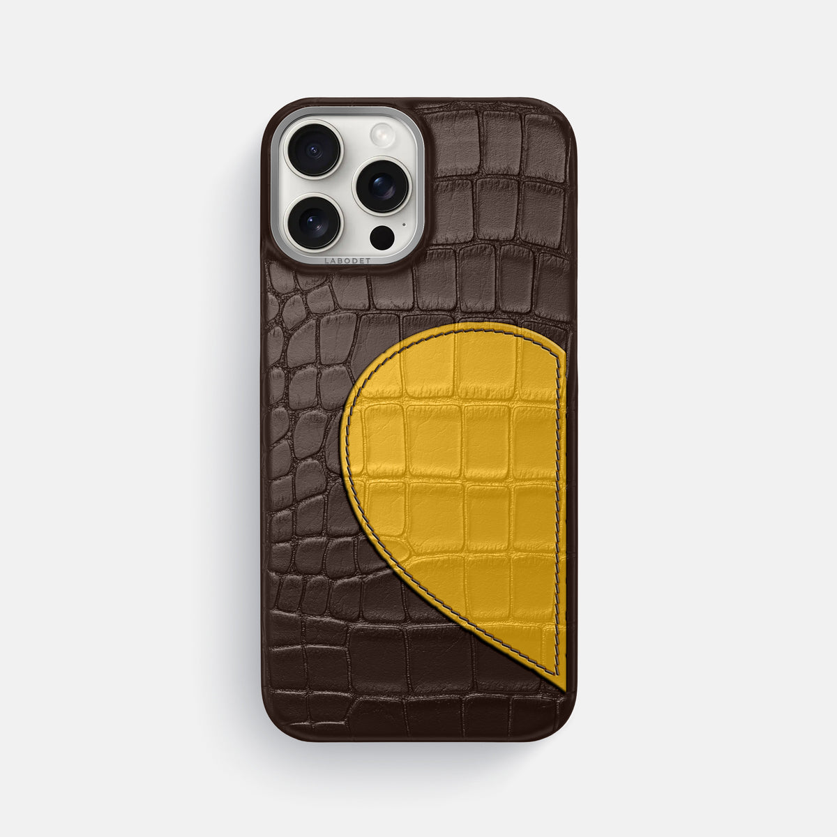 Dark-Brown iPhone 16 Pro Max Classic Case Alligator with Steel Metal -1 | Dark-Brown-Steel