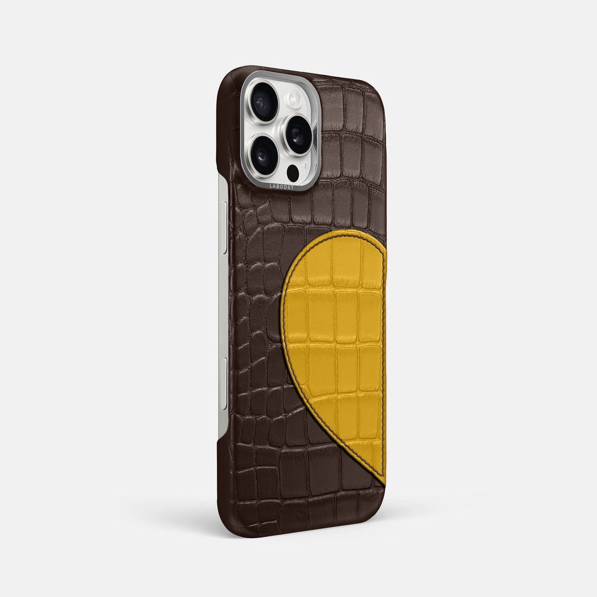 Dark-Brown iPhone 16 Pro Max Classic Case Alligator with Steel Metal -2 | Dark-Brown-Steel