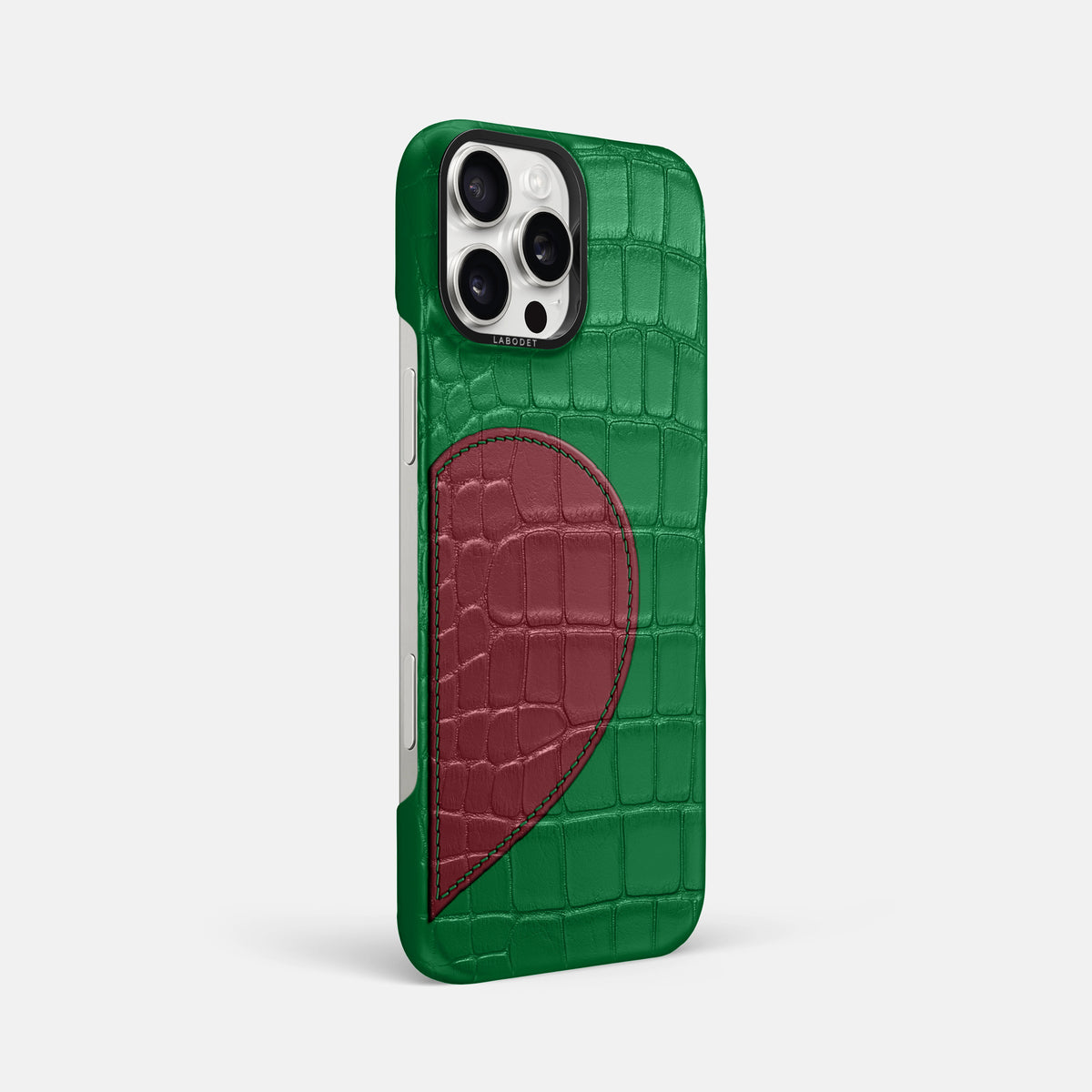 Forest-Green iPhone 16 Pro Max Classic Case with Hearts In Alligator with Black Metal -2 | Forest-Green-Black