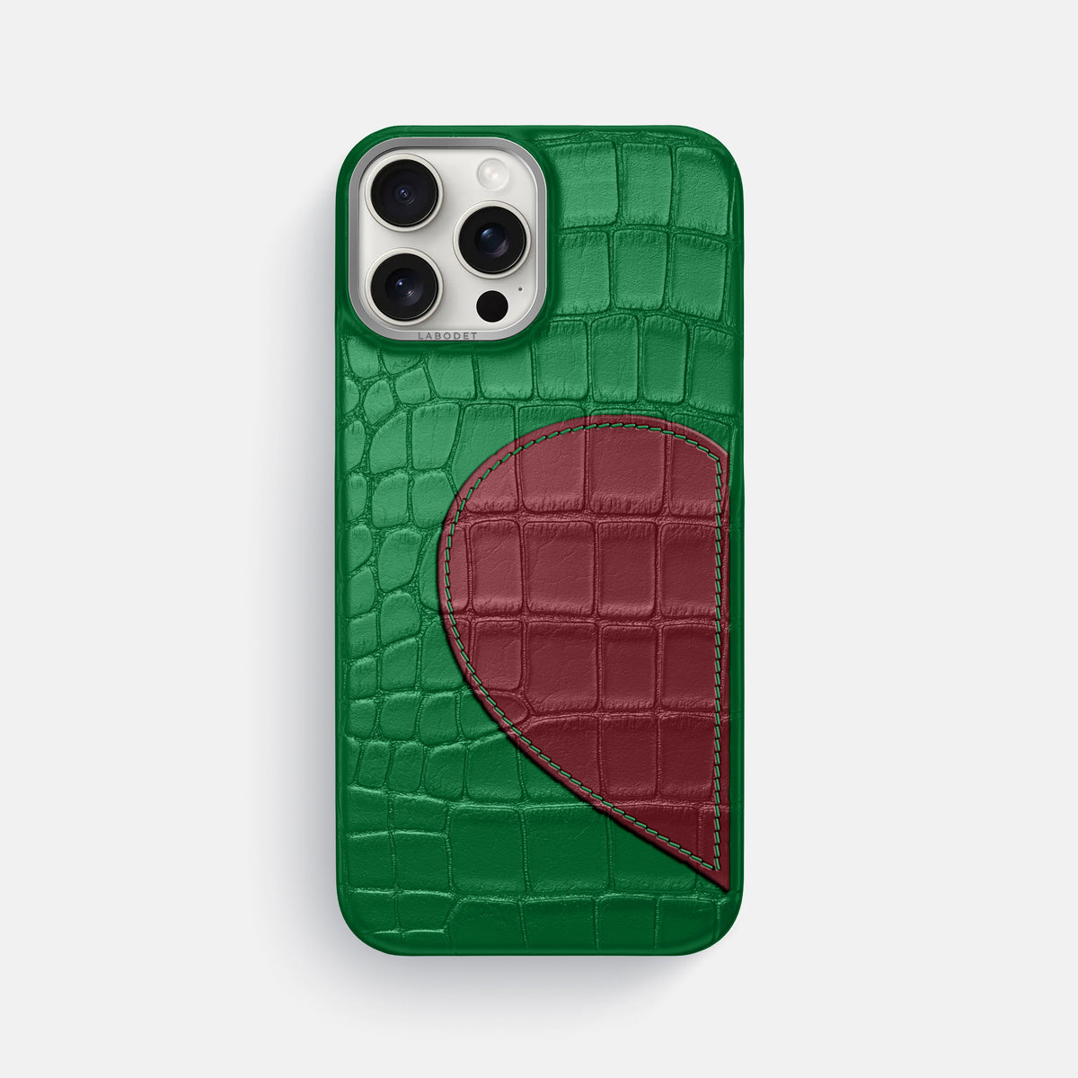 Forest-Green iPhone 16 Pro Max Classic Case with Hearts In Alligator with Steel Metal -1 | Forest-Green-Steel