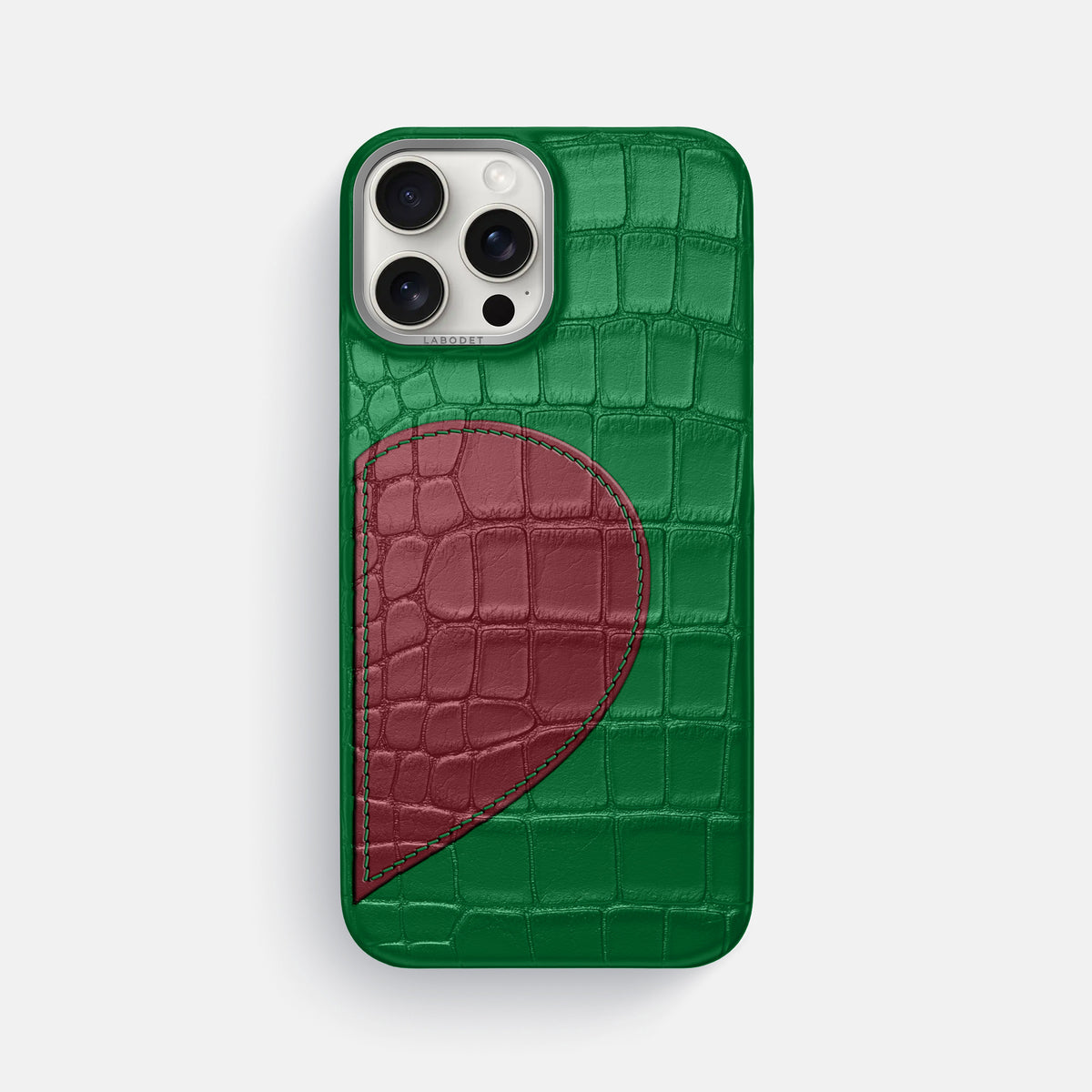 Forest-Green iPhone 16 Pro Max Classic Case with Hearts In Alligator with Steel Metal -1 | Forest-Green-Steel