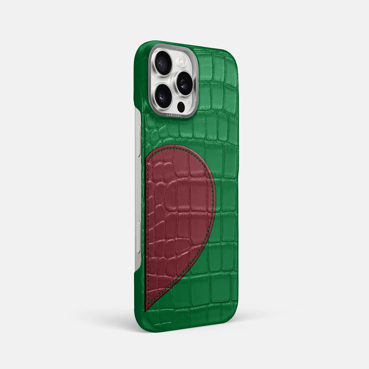 Forest-Green iPhone 16 Pro Max Classic Case with Hearts In Alligator with Steel Metal -2 | Forest-Green-Steel