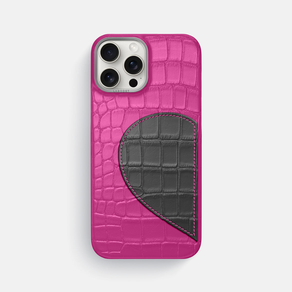 Fuchsia iPhone 16 Pro Max Classic Case Alligator with Steel Metal -1 | Fuchsia-Steel