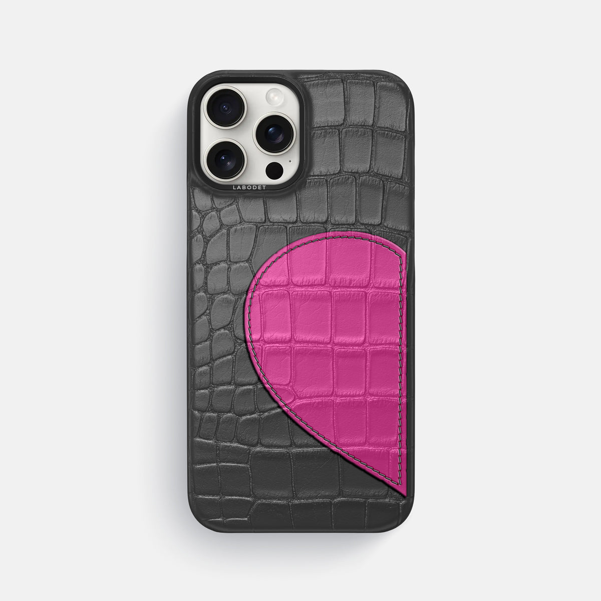 Grey iPhone 16 Pro Max Classic Case Alligator with Black Metal -1 | Grey-Black