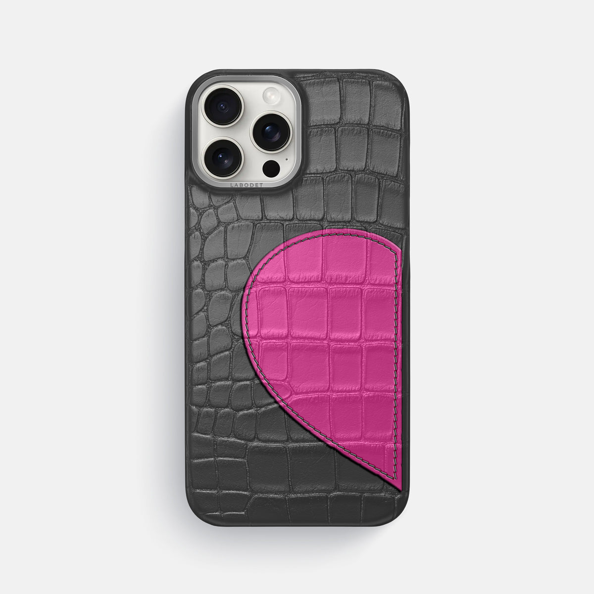 Grey iPhone 16 Pro Max Classic Case Alligator with Steel Metal -1 | Grey-Steel