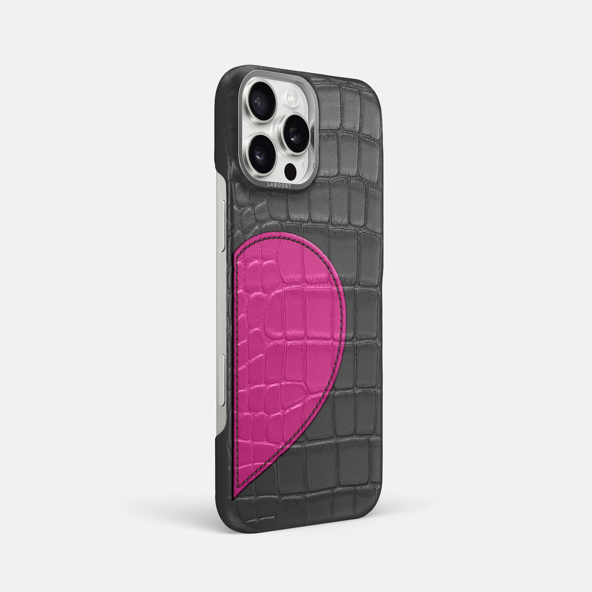 Grey iPhone 16 Pro Max Classic Case Alligator with Steel Metal -2 | Grey-Steel