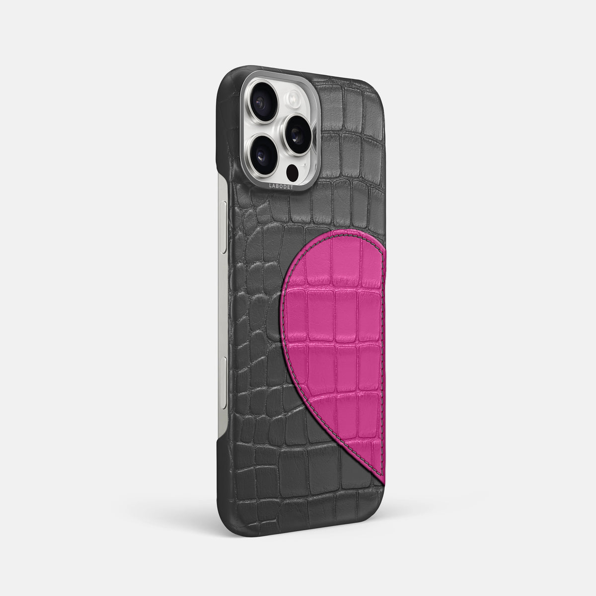 Grey iPhone 16 Pro Max Classic Case Alligator with Steel Metal -2 | Grey-Steel