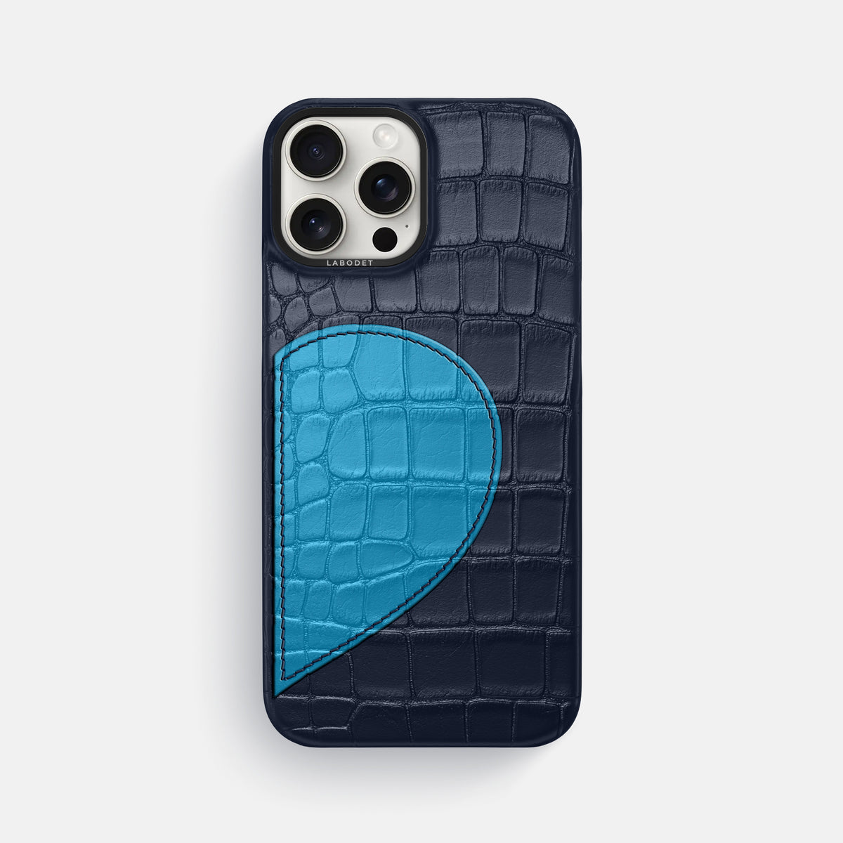 Navy Blue iPhone 16 Pro Max Classic Case Alligator with Black Metal -1 | Navy-Blue-Black
