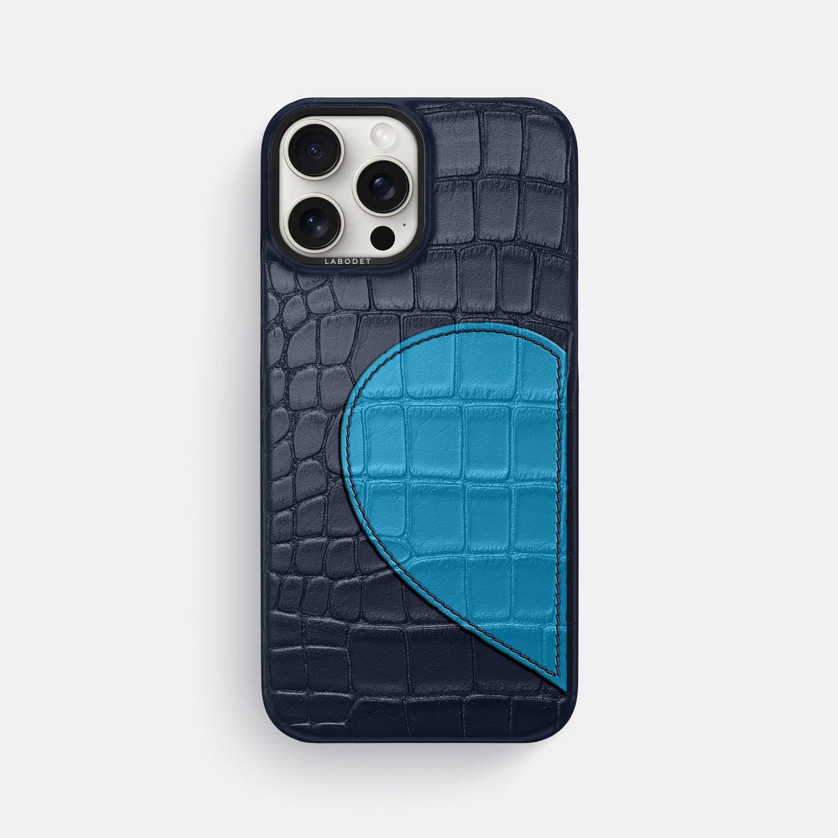 Navy Blue iPhone 16 Pro Max Classic Case Alligator with Black Metal -1 | Navy-Blue-Black