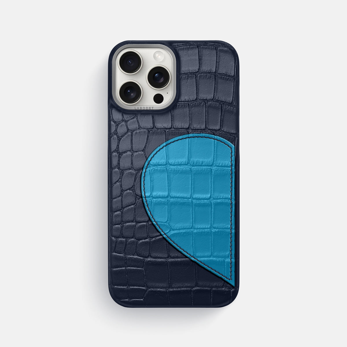 Navy Blue iPhone 16 Pro Max Classic Case Alligator with Steel Metal -1 | Navy-Blue-Steel