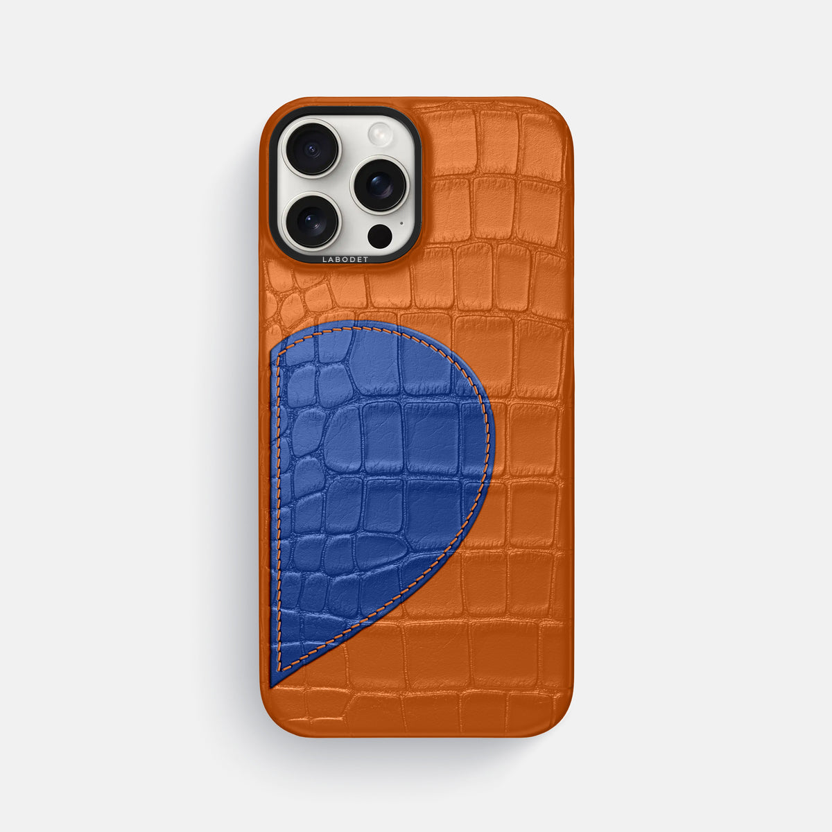 Orange iPhone 16 Pro Max Classic Case Alligator with Black Metal -1 | Orange-Black