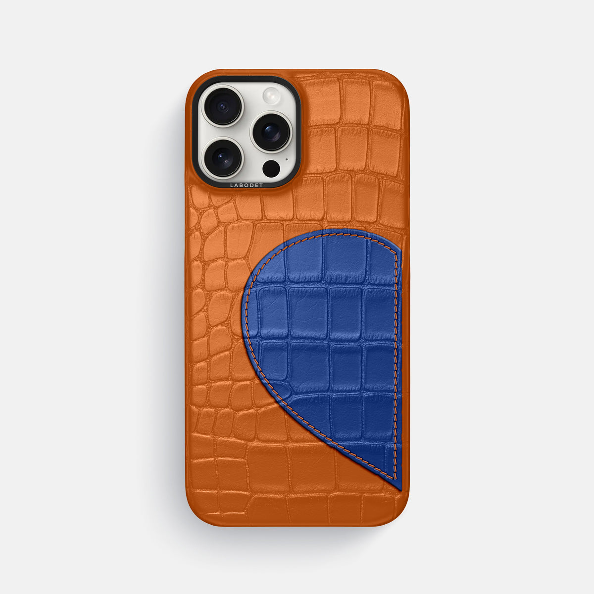 Orange iPhone 16 Pro Max Classic Case Alligator with Black Metal -1 | Orange-Black