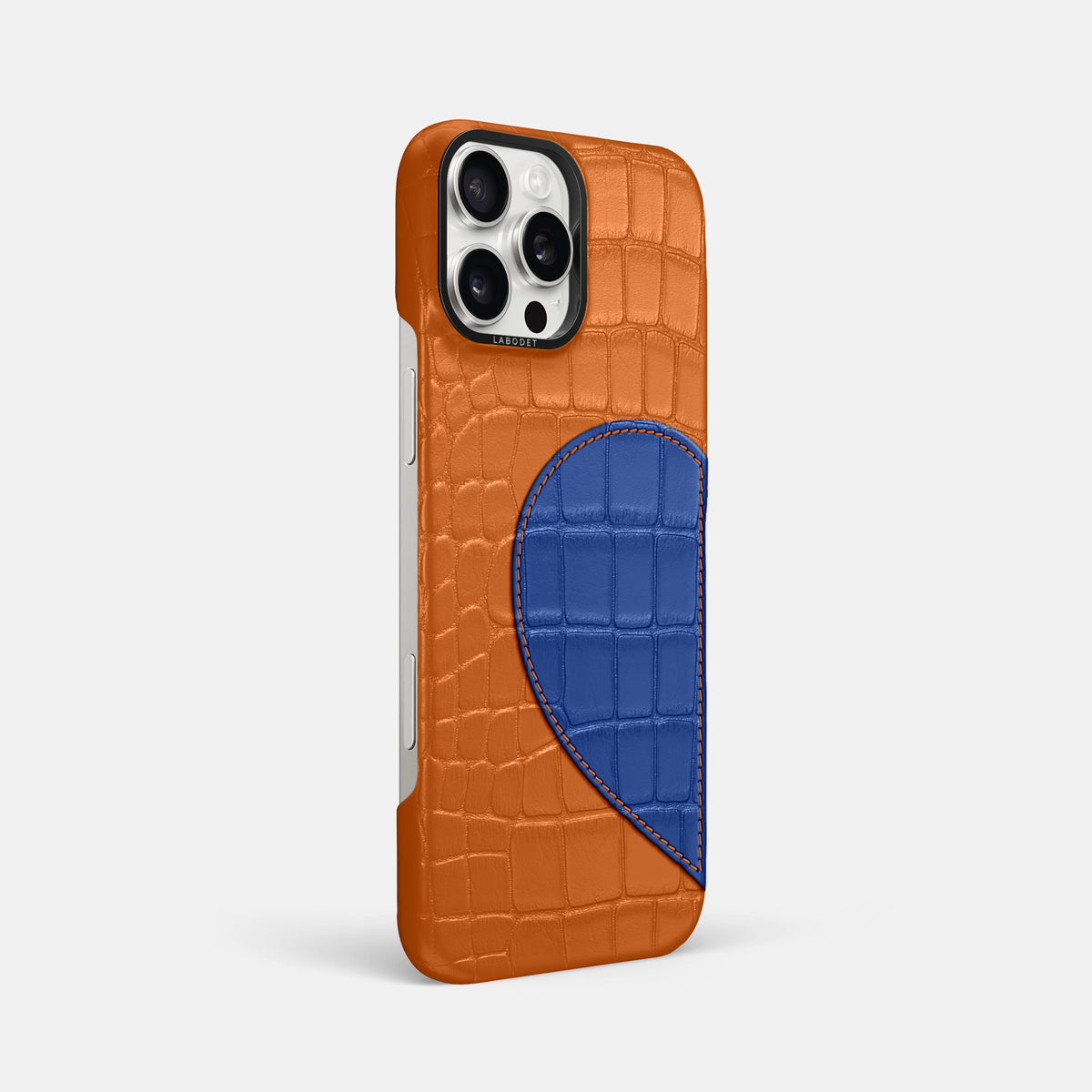 Orange iPhone 16 Pro Max Classic Case Alligator with Black Metal -2 | Orange-Black